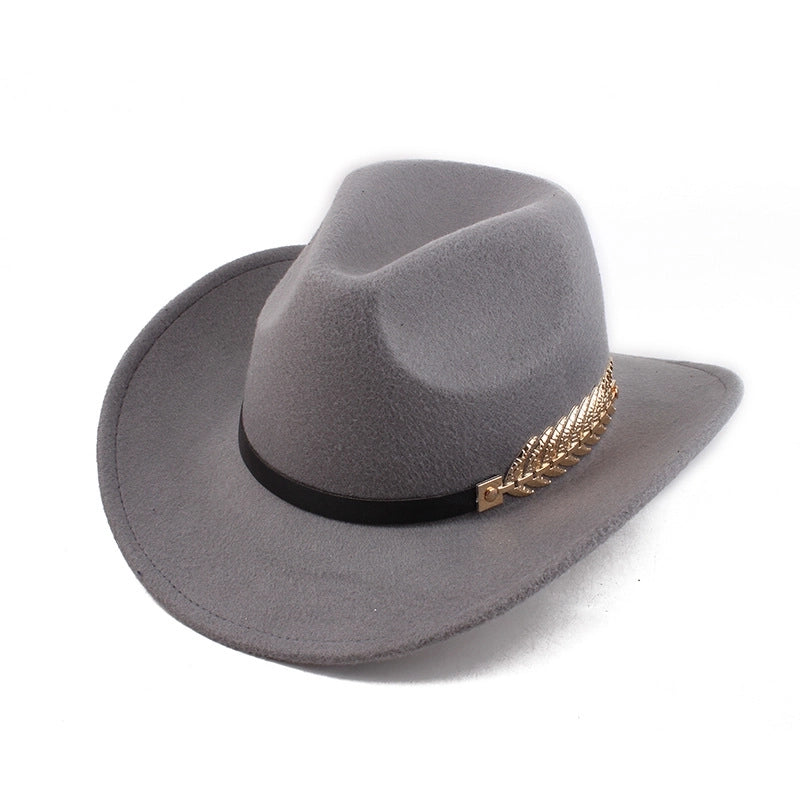 Ethnic Style Topper Hat Western Cowboy Hat Tibetan Tibetan Performance Hat Woolen Hat Central Retro Woolen Hat