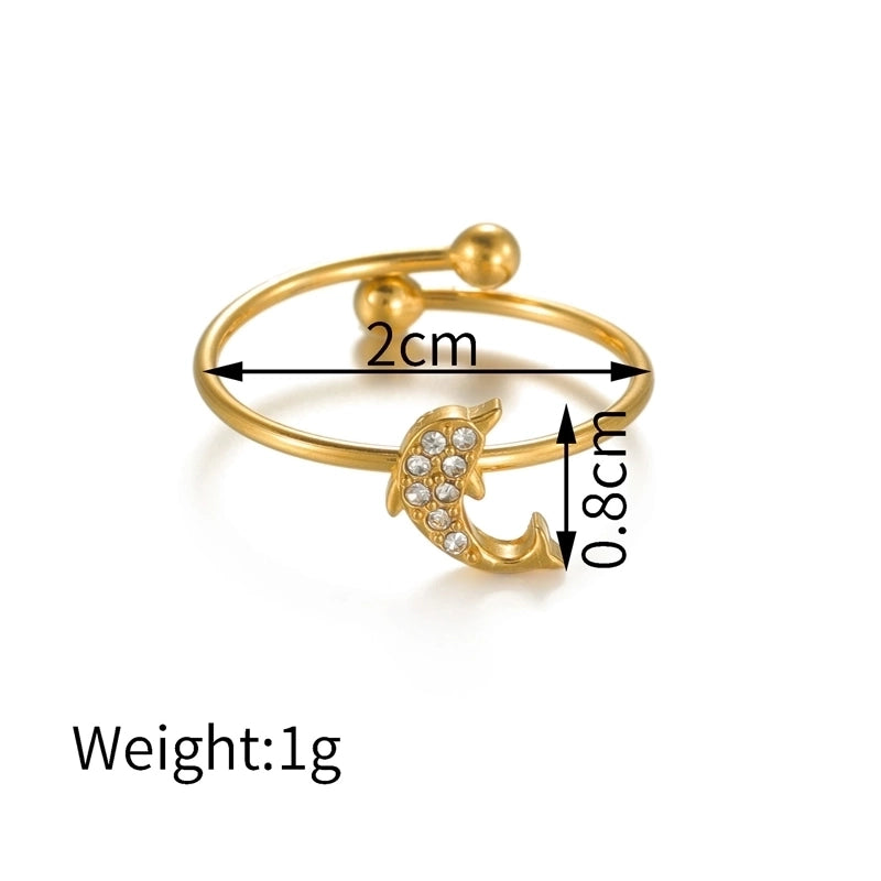 Elegant Minimalist Streetwear Moon 304 Stainless Steel 18K Gold Plated Open Rings