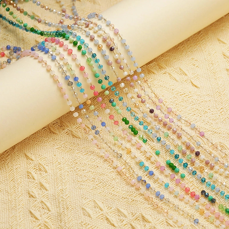 3mm Stainless Steel Amethyst Bead Chain Handmade Chain Tassel Decorative Chain DIY Necklace Bracelet Jewelry Accessories