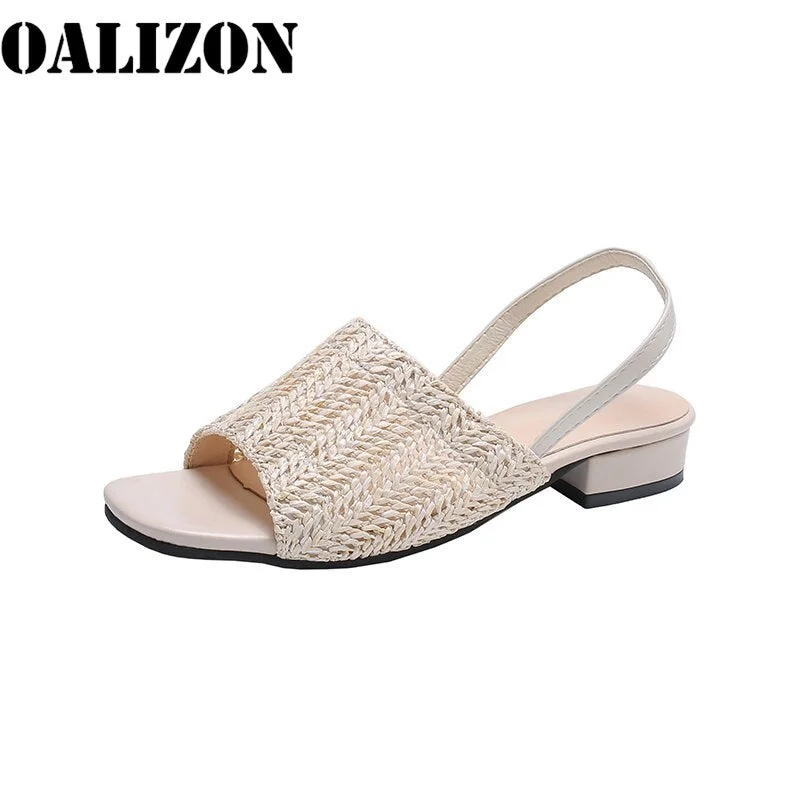Women Knitted Open Toe Woven Slippers Sandals Shoes Summer Woman Lady Low Heels Sandals Flip Flop Casual Slingback Sandals Shoes
