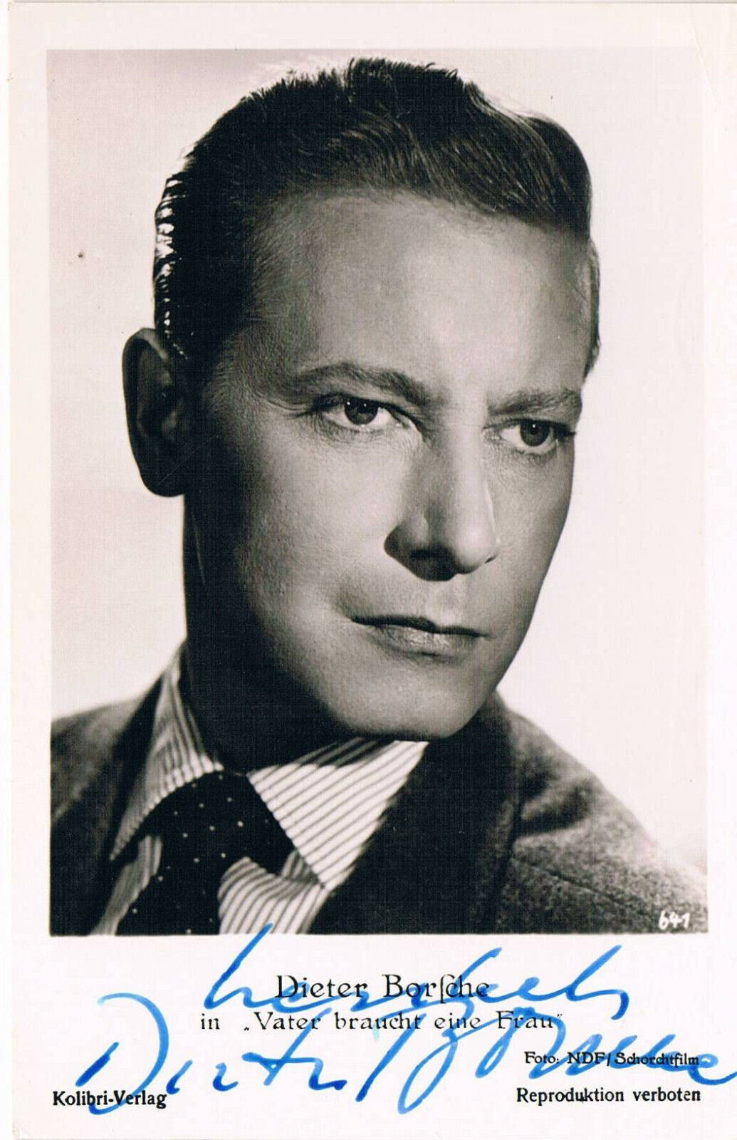 Dieter Borsche 1909-82 genuine autograph signed postcard Photo Poster painting 3.5x5.5