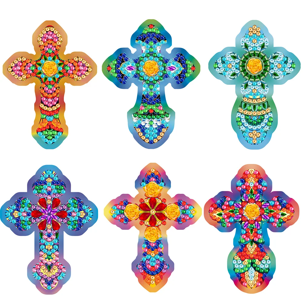 1set DIY Cross Diamond Painting Refrigerator Stickers Round Diamond Sticker