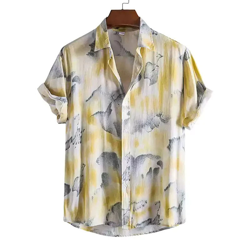 Cloud Painted Short Sleeve Casual Shirt letclo 