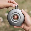 Pure Titanium Portable Wine Flask Outdoor Camping Portable Titanium Flat Wine Flask Titanium Alloy Thickened 6 Ounces White Wine Flask