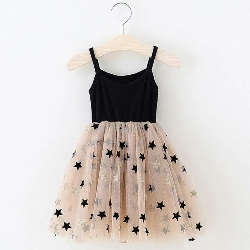 Girls Clothing Sets 2021 Summer Princess Girl Bling Star Flamingo Top + Unicorn Print Dress 2pcs Set Children Clothing Dresses