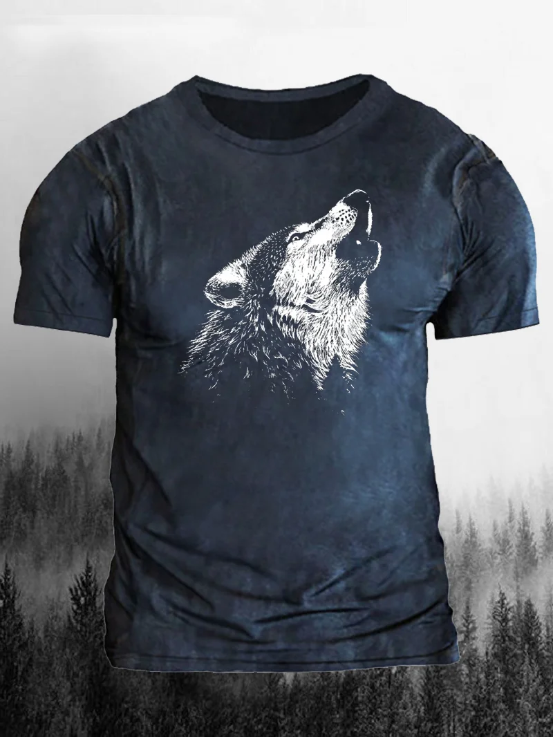 Roaring Wolf Printed Men's T-Shirt in  mildstyles