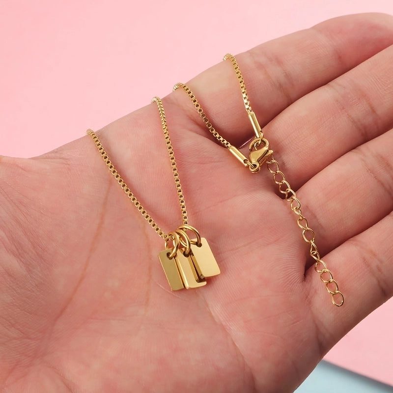Minimalist Rectangle Titanium Steel Pendant Necklace
