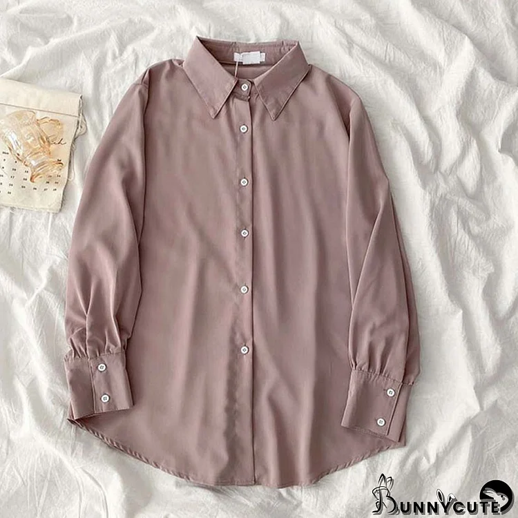 Pure Color Loose Lapel Shirt