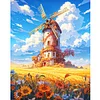 Diamond Painting -DIY Round Drill Mountain Windmill(40x50cm)