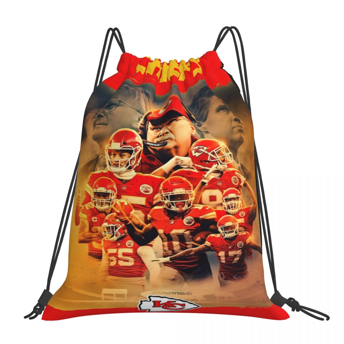 Kansas City Chiefs Football Players Waterproof Adjustable Lightweight Gym Drawstring Bag