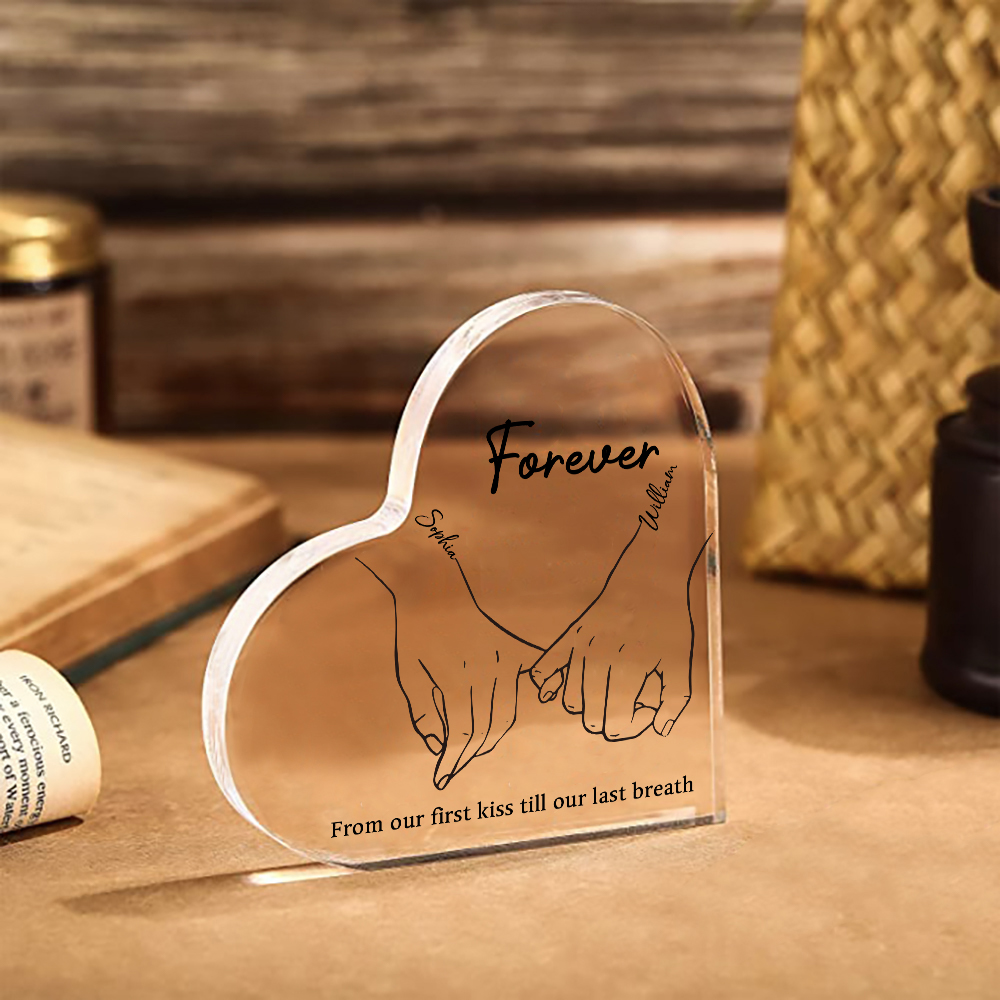 Personalised Acrylic Heart Keepsake Custom 2 Names & 2 Texts Ornament Pinky Swear Acrylic Plaque Couple Gift-Jessemade AU