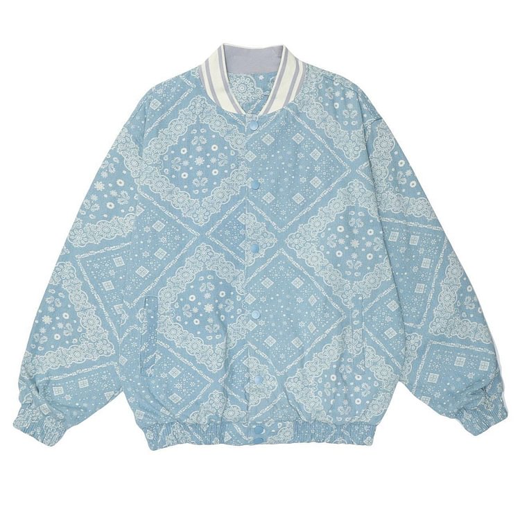 Vintage Fully Printed Floral Pattern Varsity Jacket