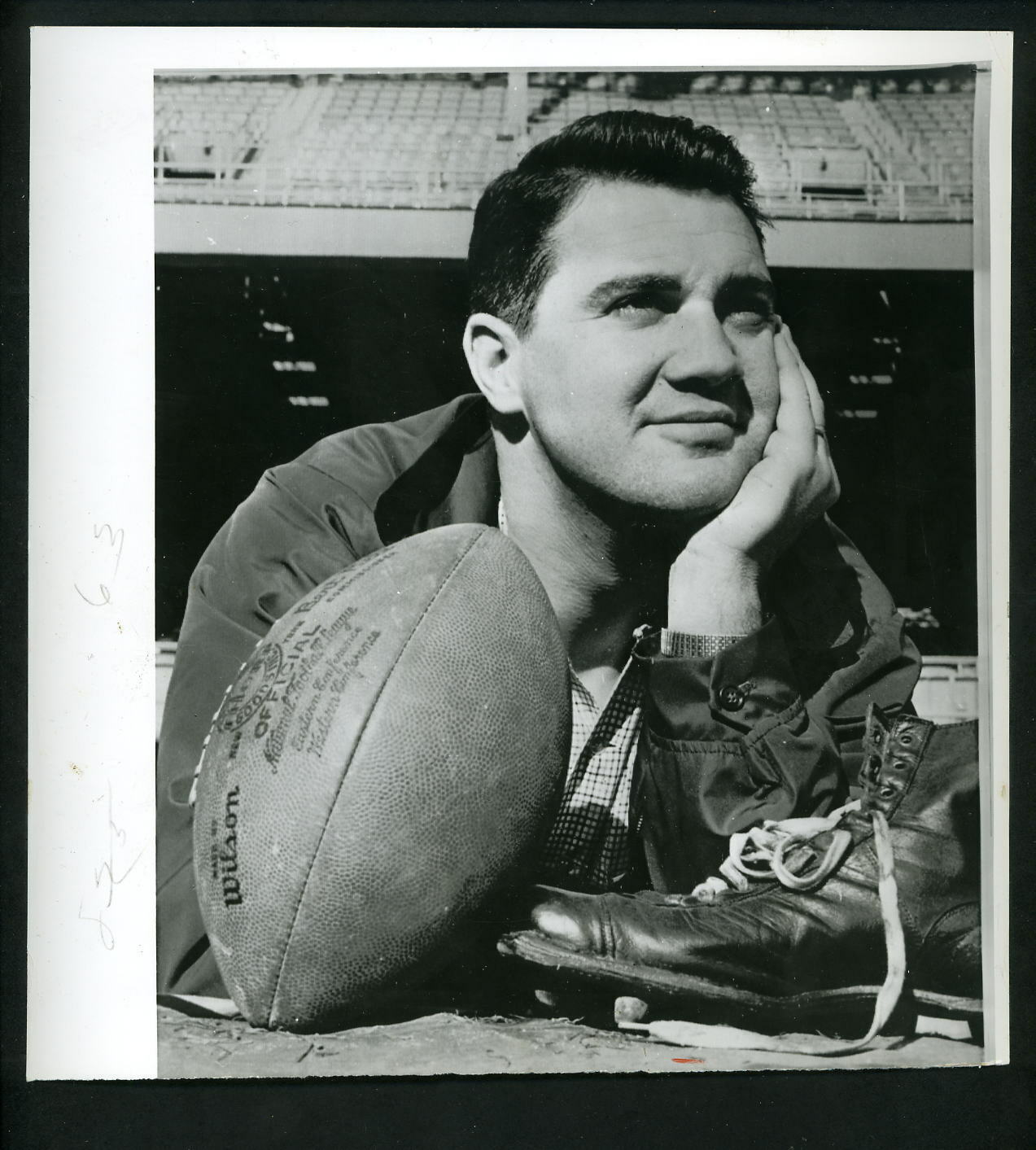 Pat Summerall 1958 Type 1 Press Photo Poster painting New York Giants vs. Colts NFL Championship