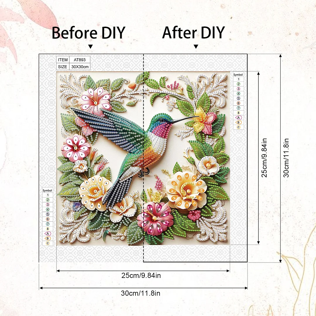 Diamond Painting - Partial Special Shaped Drill - Flower Hummingbird(Canvas|30*30cm)