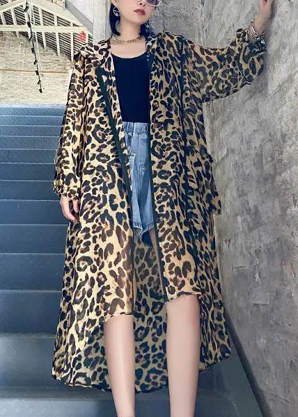 Art Leopard dresses Metropolitan Museum Life hooded zippered Maxi Summer Dress