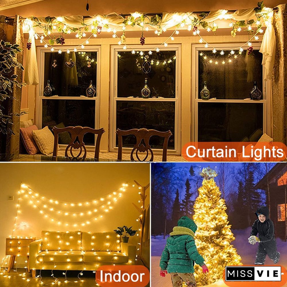 Battery Operated Snowflake Fairy String Lights For Indoor Outdoor Home Bedroom Patio Room