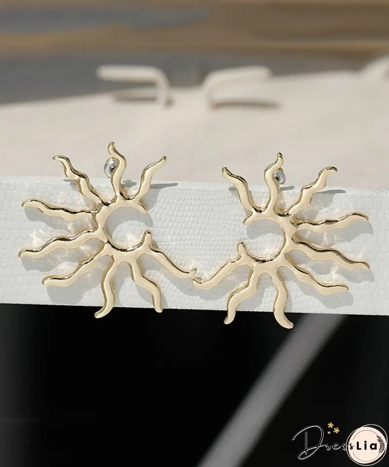 Oversize Gold Copper Alloy Sun Stud Earrings