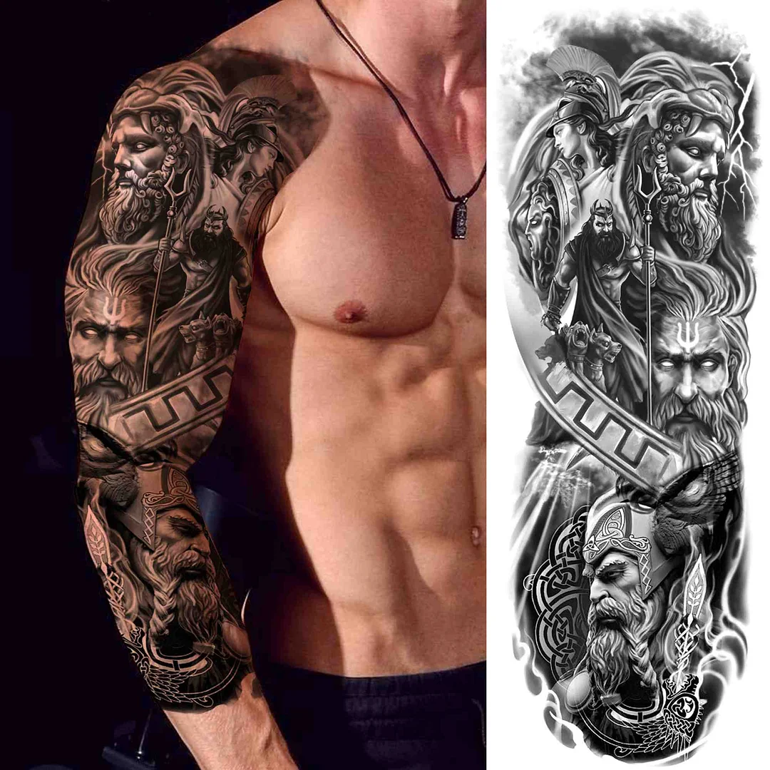 Tribal Maori Temporary Tattoo Sleeve For Men Women Adult Wolf Lion Tattoos Sticker Black Large Turtle Tiki Fake Tatoos Supplies 530-1