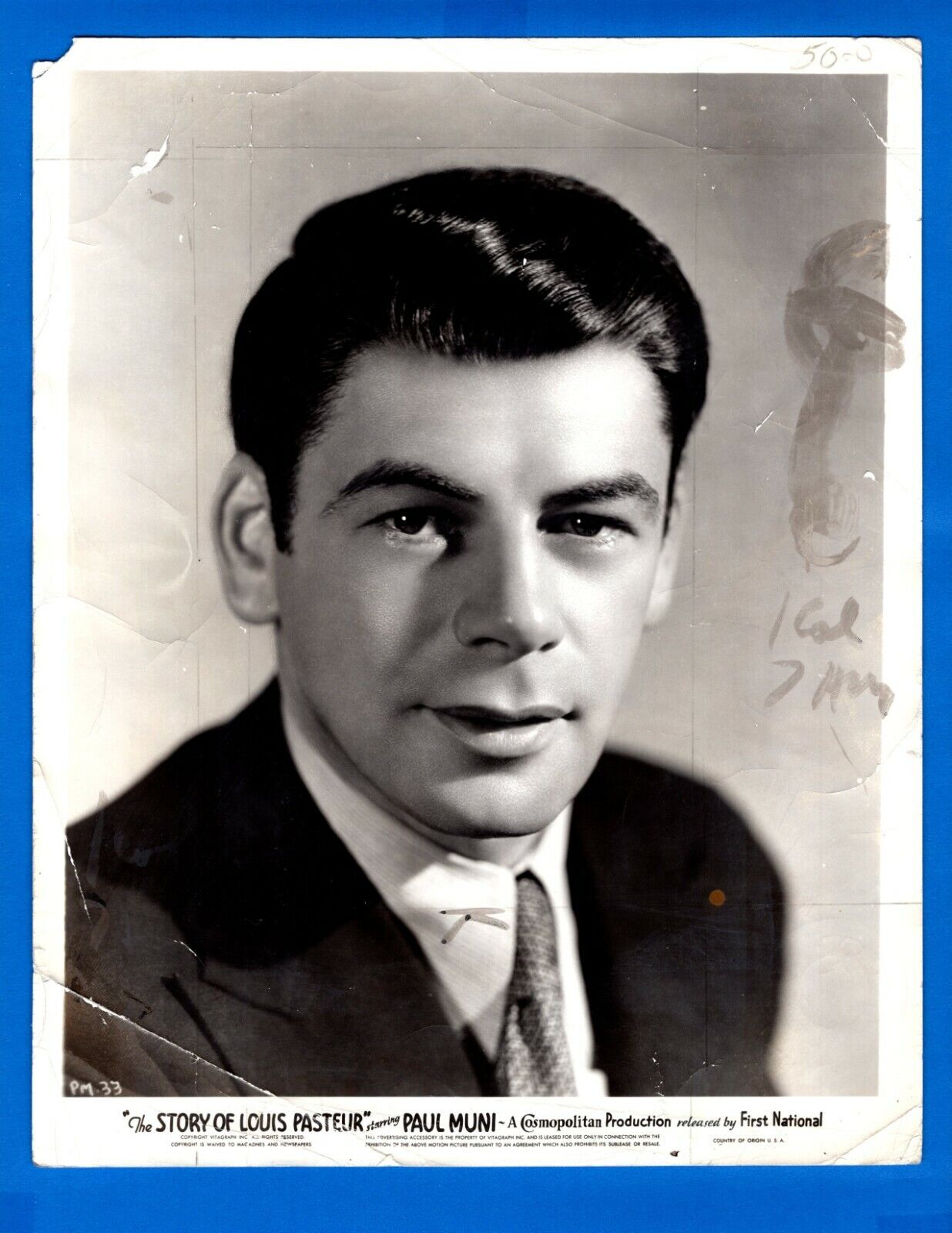 PAUL MUNI Actor Vintage 8x10 Promo Press Photo Poster painting 1936 THE STORY OF LOUIS PASTEUR