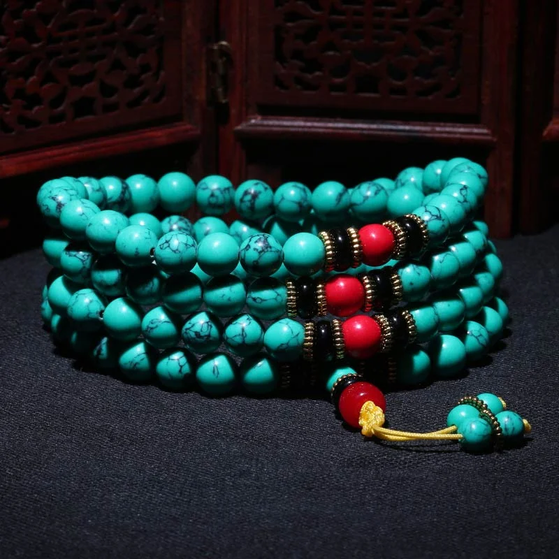 Tibetan Turquoise Healing Necklace Mala