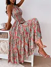 Floral-Print Halterneck Bohemia Maxi Dress