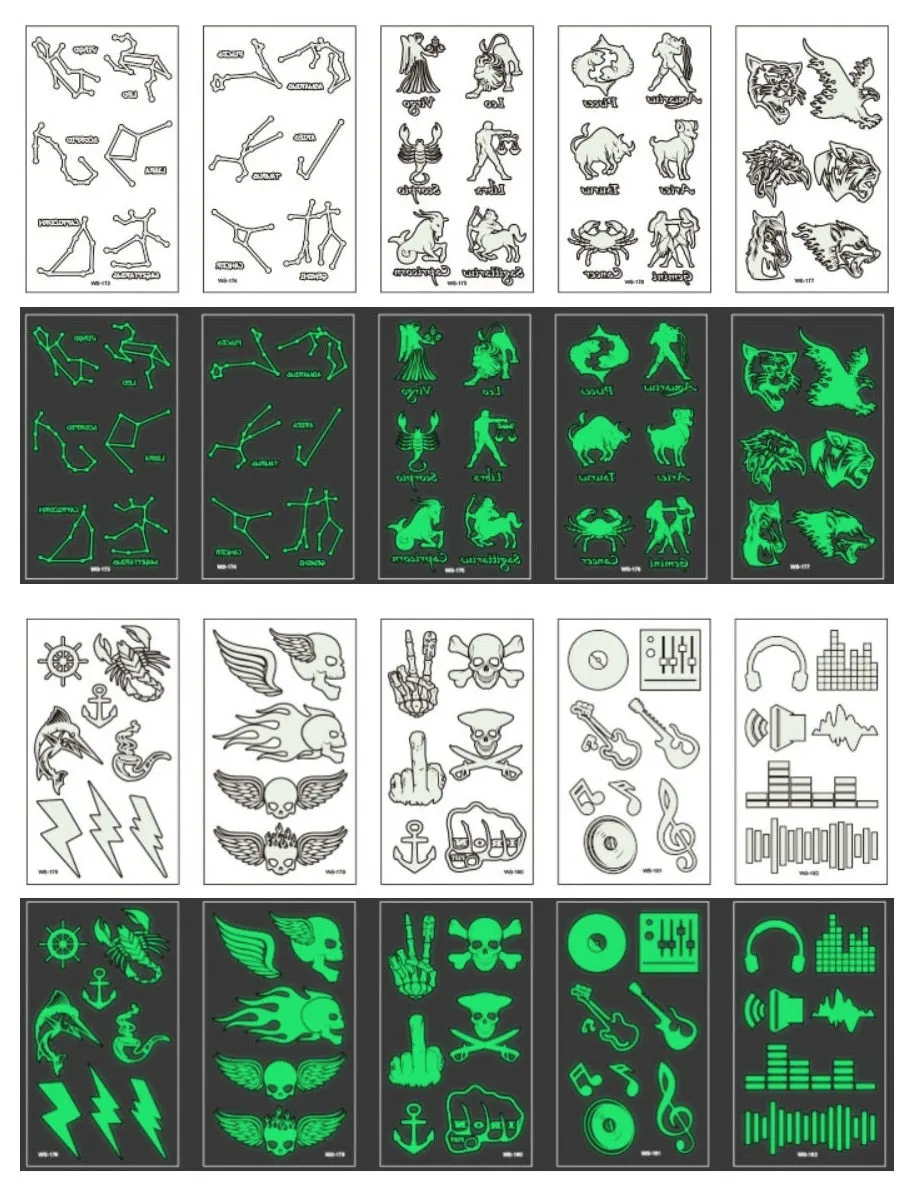 10-20pcs/set Colorful Halloween Skull Head Temporary Tattoo Sticker Child Adult Body Art Water Transfer Fake Tattoo for Face