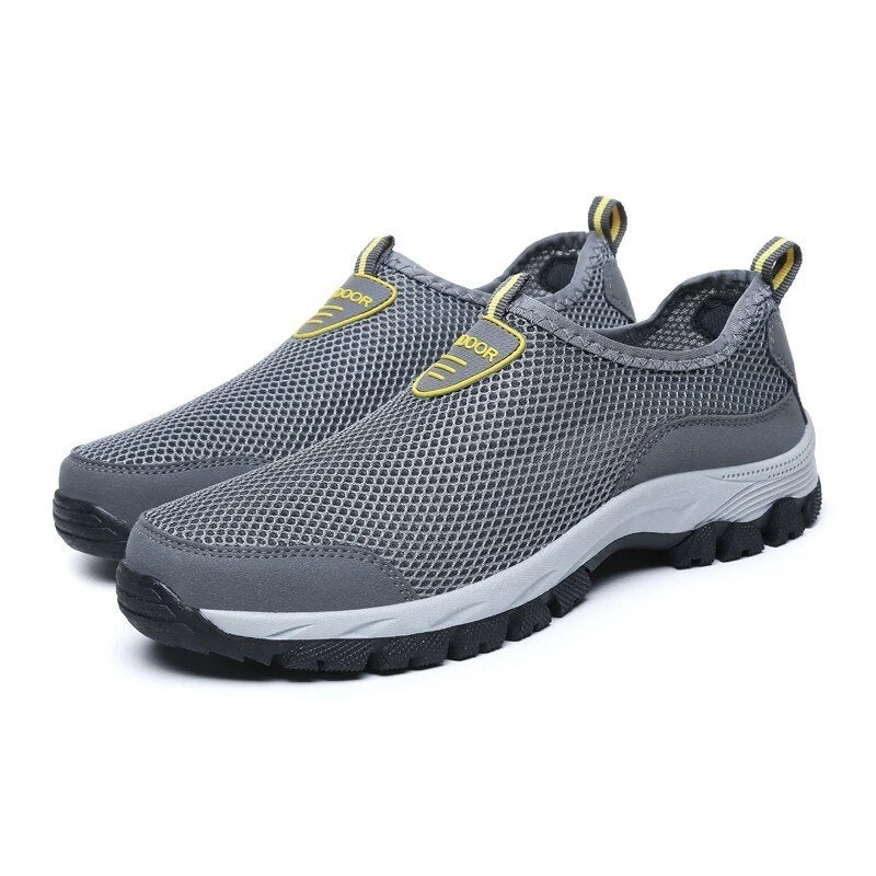 Summer Outdoor Hiking Shoes For Men Breathable Mesh Climbing Trekking Sneakers Slip-on Upstream Sneakers Mountain Sport Shoes