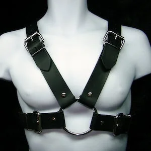 pornhint Pornhint Handmade Mens Black Leather Chest Harness with Buckles Club Wear or Steampunk Look Custom Size