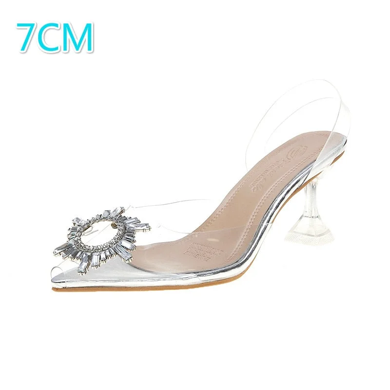 New Summer Transparent Sandals Women Women Elegant Sky High Heels Bling Crystal Shoes Woman Sexy Ladies Party Club Dress Shoes