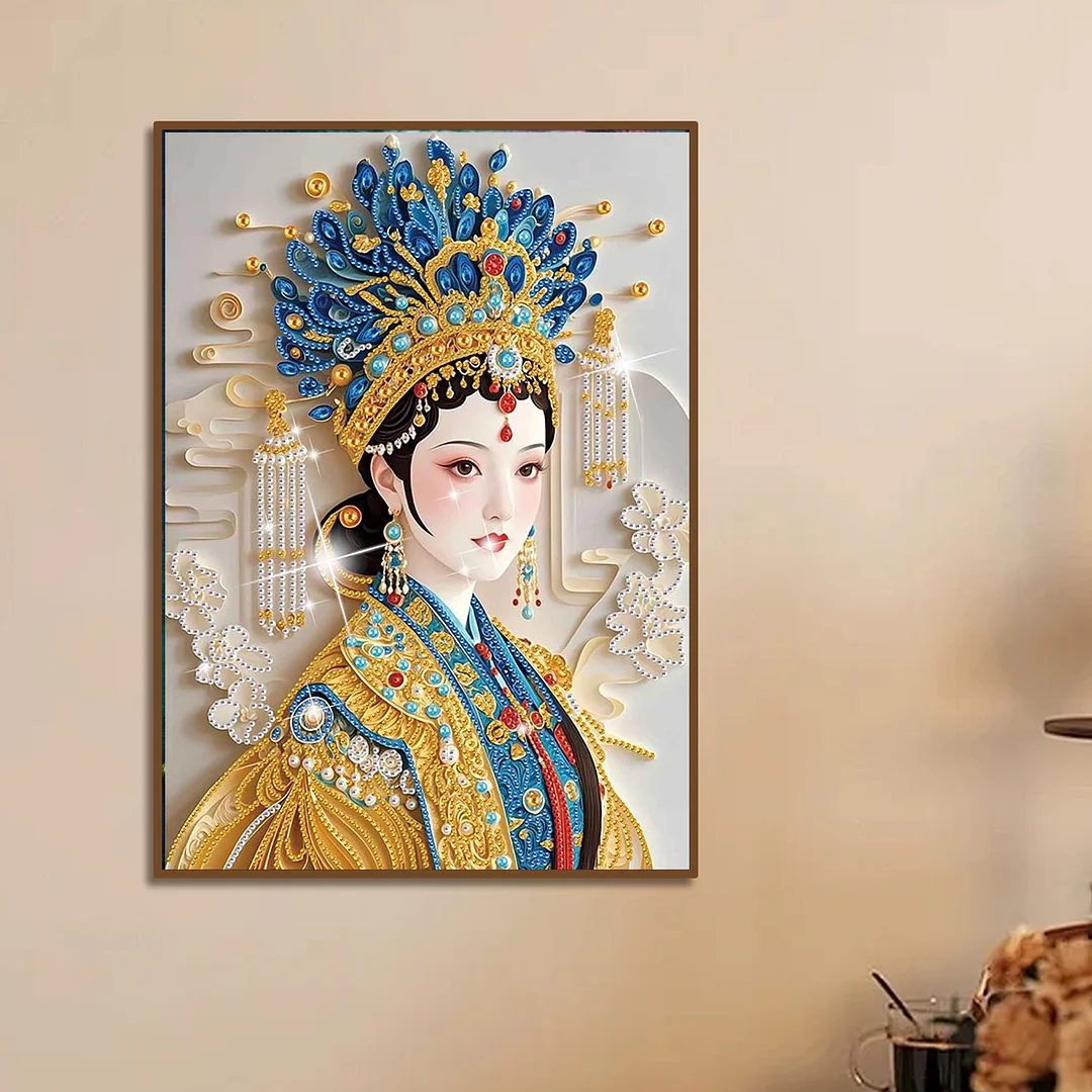 Diamond Painting - Partial Special Shaped Drill - Phoenix Crown Lady(Canvas|30x40cm)