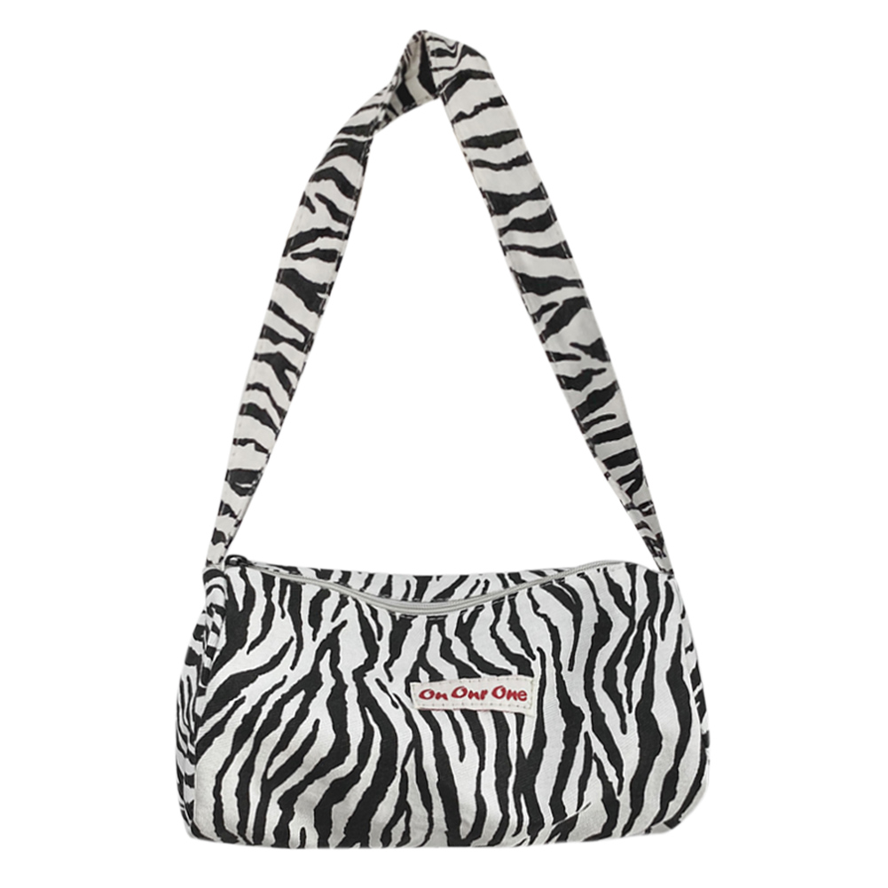 

Casual Canvas Handbags Women Animal Zebra Print Zip Shoulder Underarm Bag, 501 Original