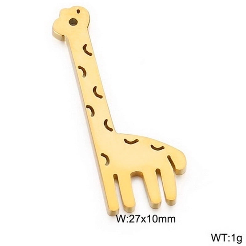 10 Pieces Stainless Steel Zircon 18K Gold Plated Animal