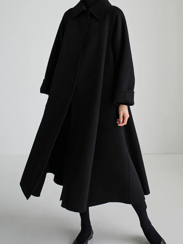 Temperament College Style Loose Plus Size Woolen Coat