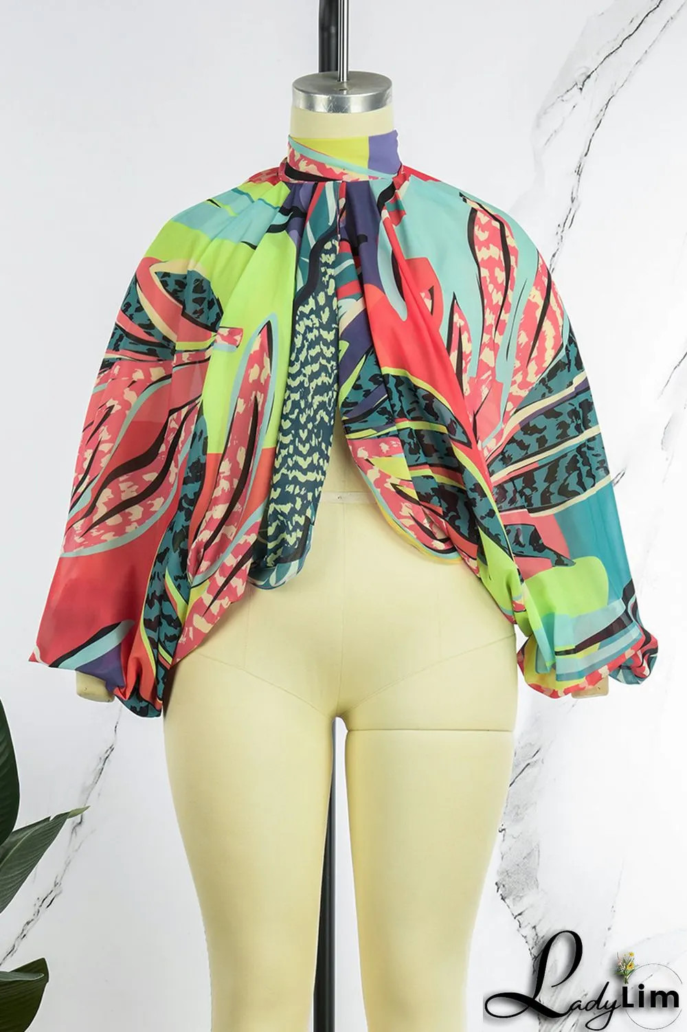 Pink Casual Print Patchwork Turtleneck Plus Size Tops