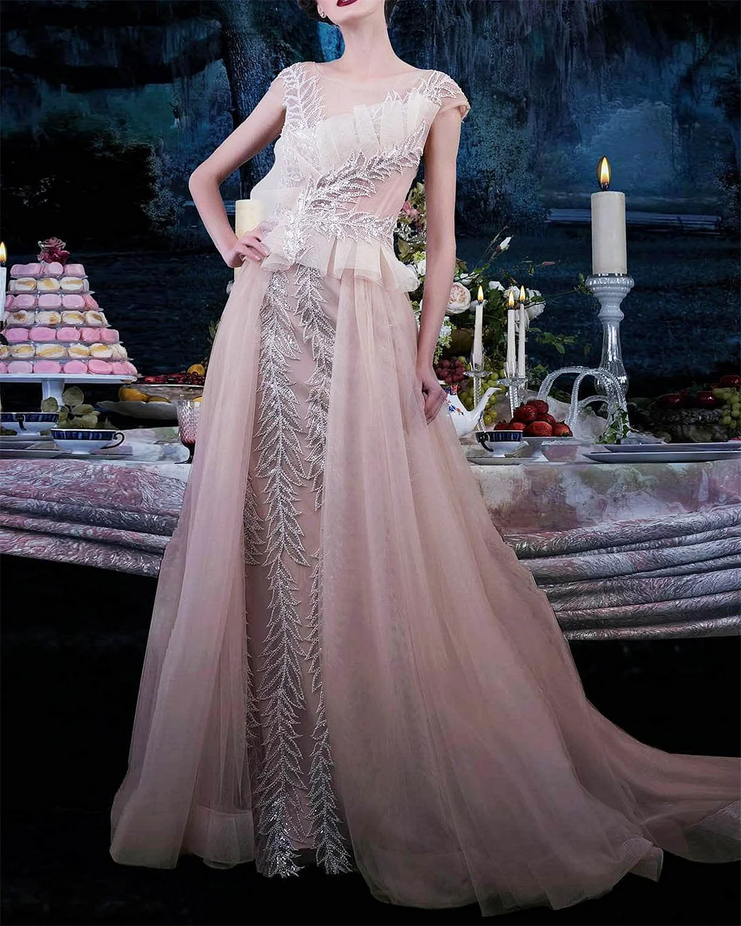 Women's V-neck Color Block Mesh Embroidery Dress