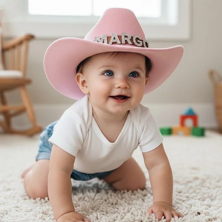 Custom Toddler Cowboy Hat for Kids, Personalized Rhinestone Cowgirl Hat for Girls Boys, Sparkly Cowboy Hat for Women Men