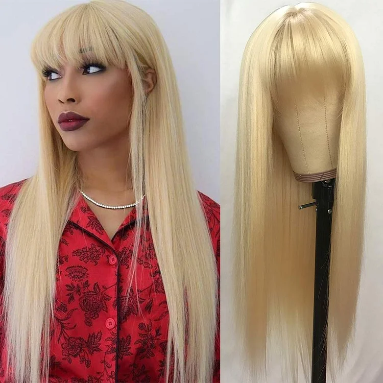 Long Straight Wig with Bangs for Women-elleschic