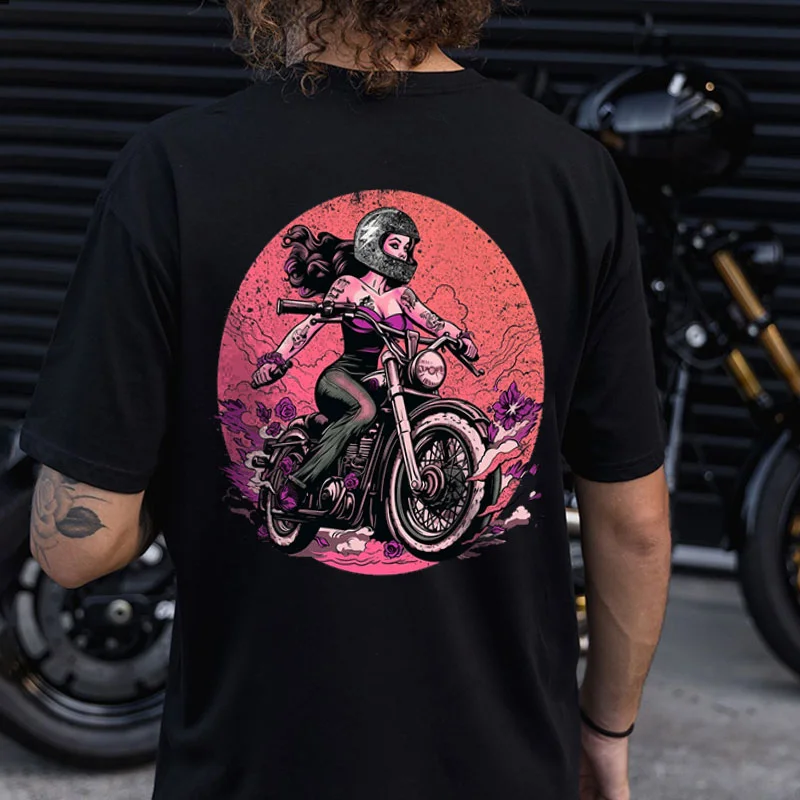 Motorcycle Girl Print Men's T-shirt