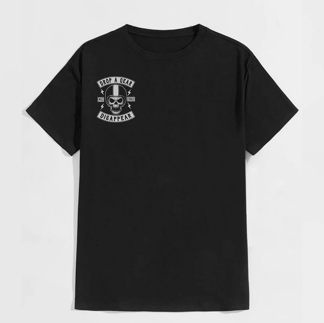 DROP A GEAR - DISAPPEAR Black Print T-shirt