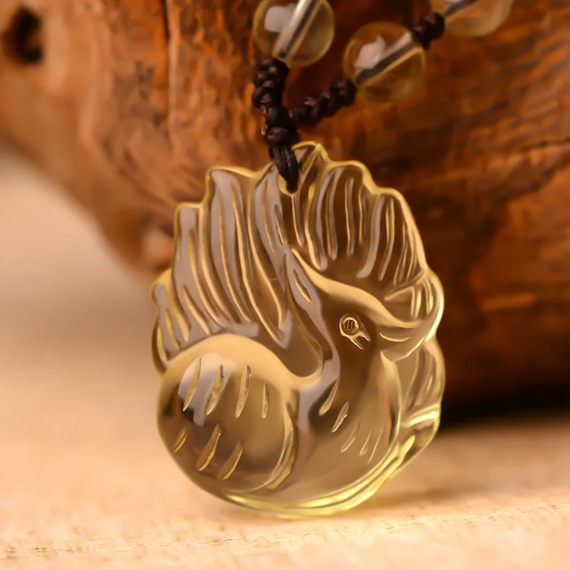 Natural Amethyst White Crystal Citrine Nine Tailed Fox Luck Necklace Pendant