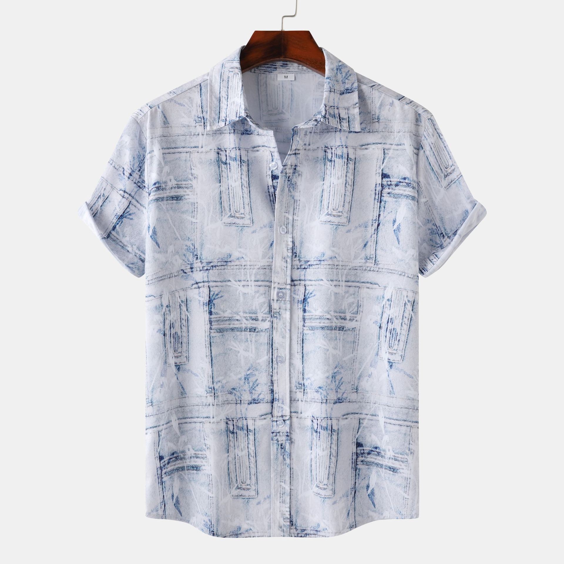 Men's casual and fashionable Hawaiian beach vacation printed short sleeved shirt PLUSCLOTHESMAN