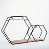 10"x17" | 2-Tier Hexagon Floating Shelf, Dessert Display Stand With Black Double Geometric Design