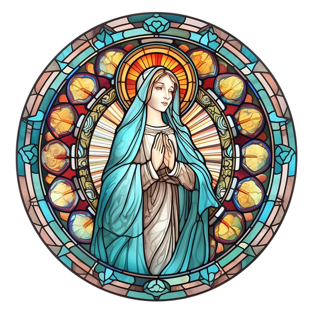 Full Round Diamond Painting - Stained Glass Jesus Virgin(30*30cm)