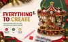 Xmas Carousel Diamond Painting Ornament DIY Pendant Kit 9.45x9.45in