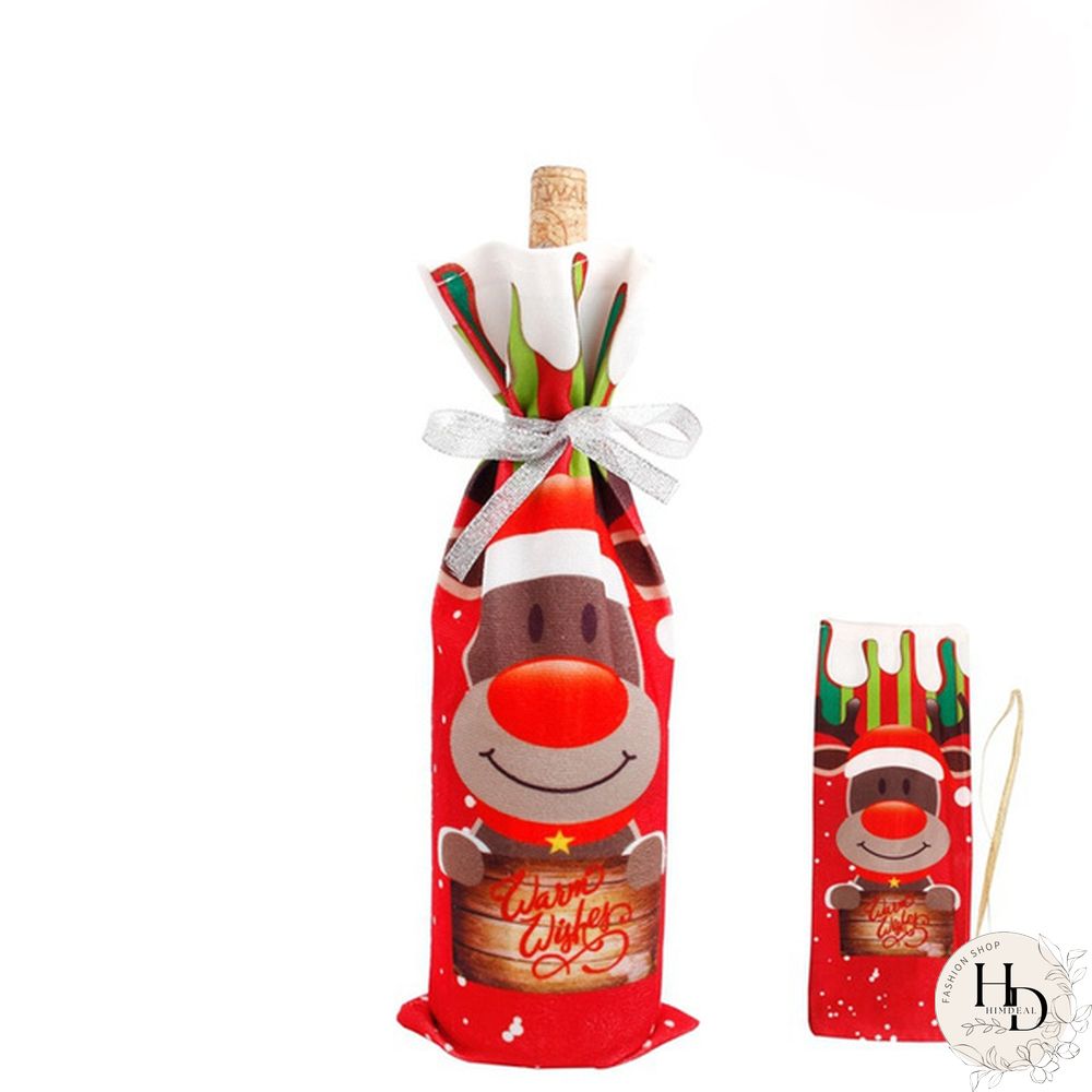 Christmas Wine Bottle Cover Santa Claus Snowman Tableware For Christmas New Year Decorations