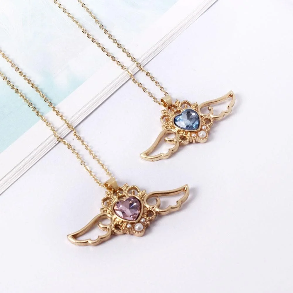 Pink/Blue Angel Heart Necklace SP179568