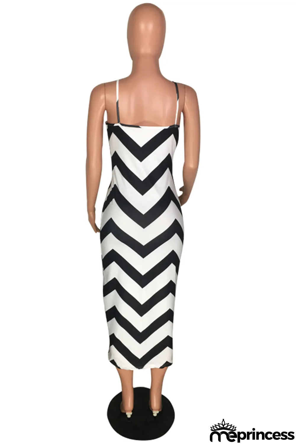 Black Sexy Print Split Joint Spaghetti Strap Pencil Skirt Dresses