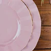 10 Pack | 9" Lavender Lilac Hard Plastic Dinner Plates with Gold Ruffled Rim, Heavy Duty Disposable Dinnerware