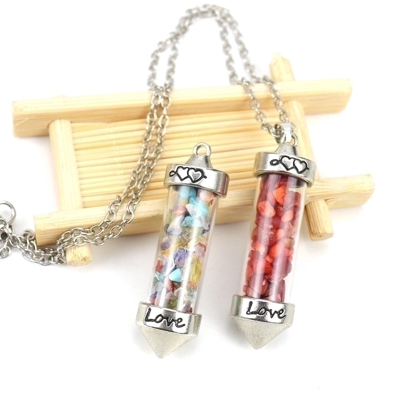 Retro Ing Bottle Crystal Plating Pendant Necklace 1 Piece