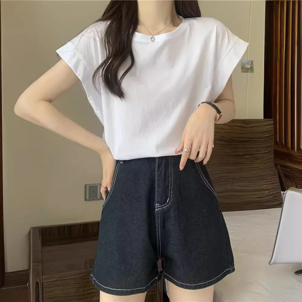 Uveng Uveng Sense Small Flying Sleeve T-Shirt Women's Summer 2024 New Loose Shirt Short-Sleeved Student Jacket Tide